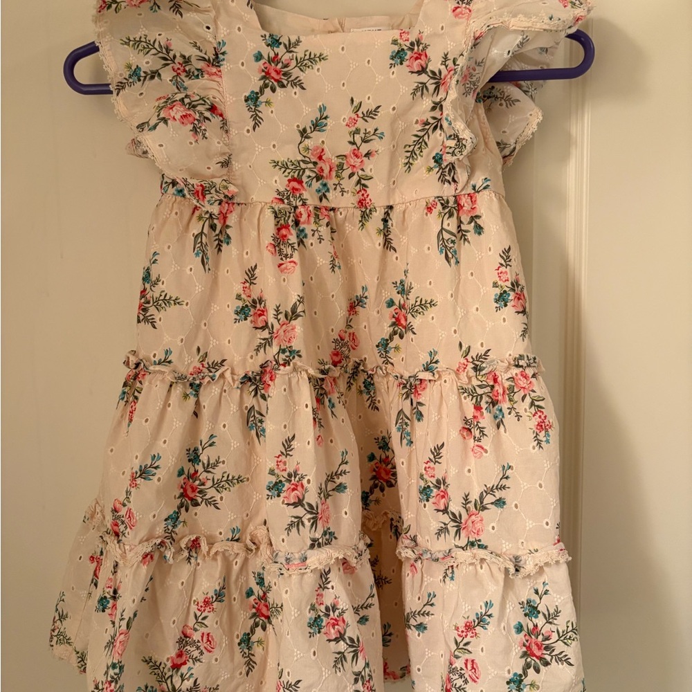 Next Direct Cream Dress with Floral Pattern